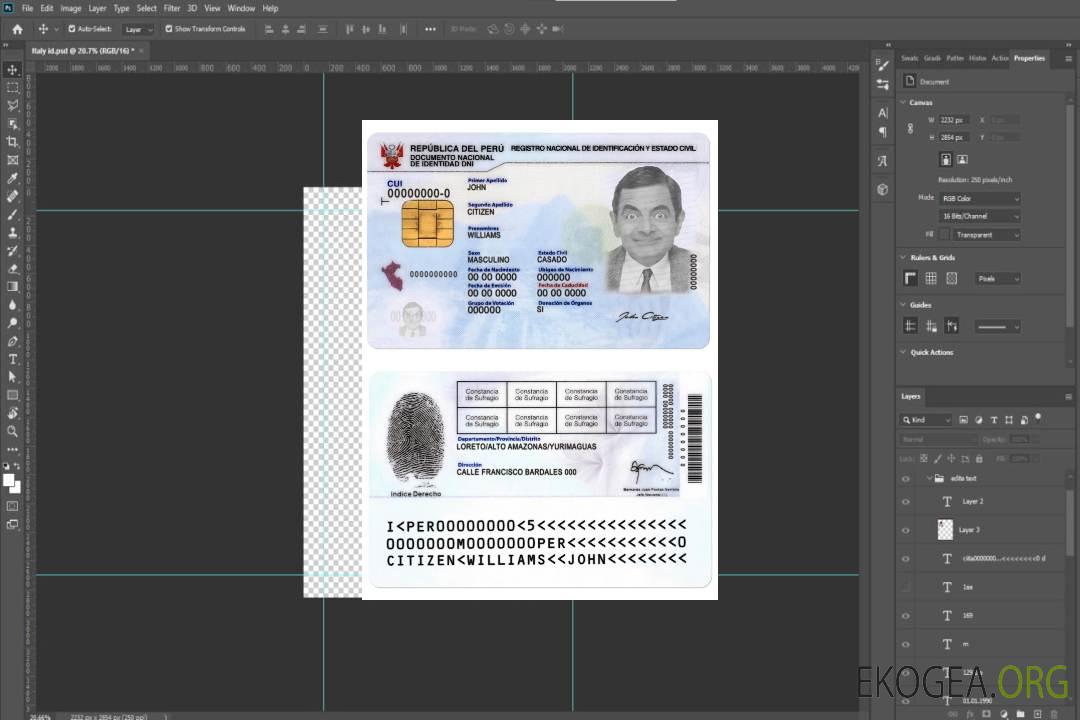 Carte d'identité du Pérou template Carte d'identité du Pérou template